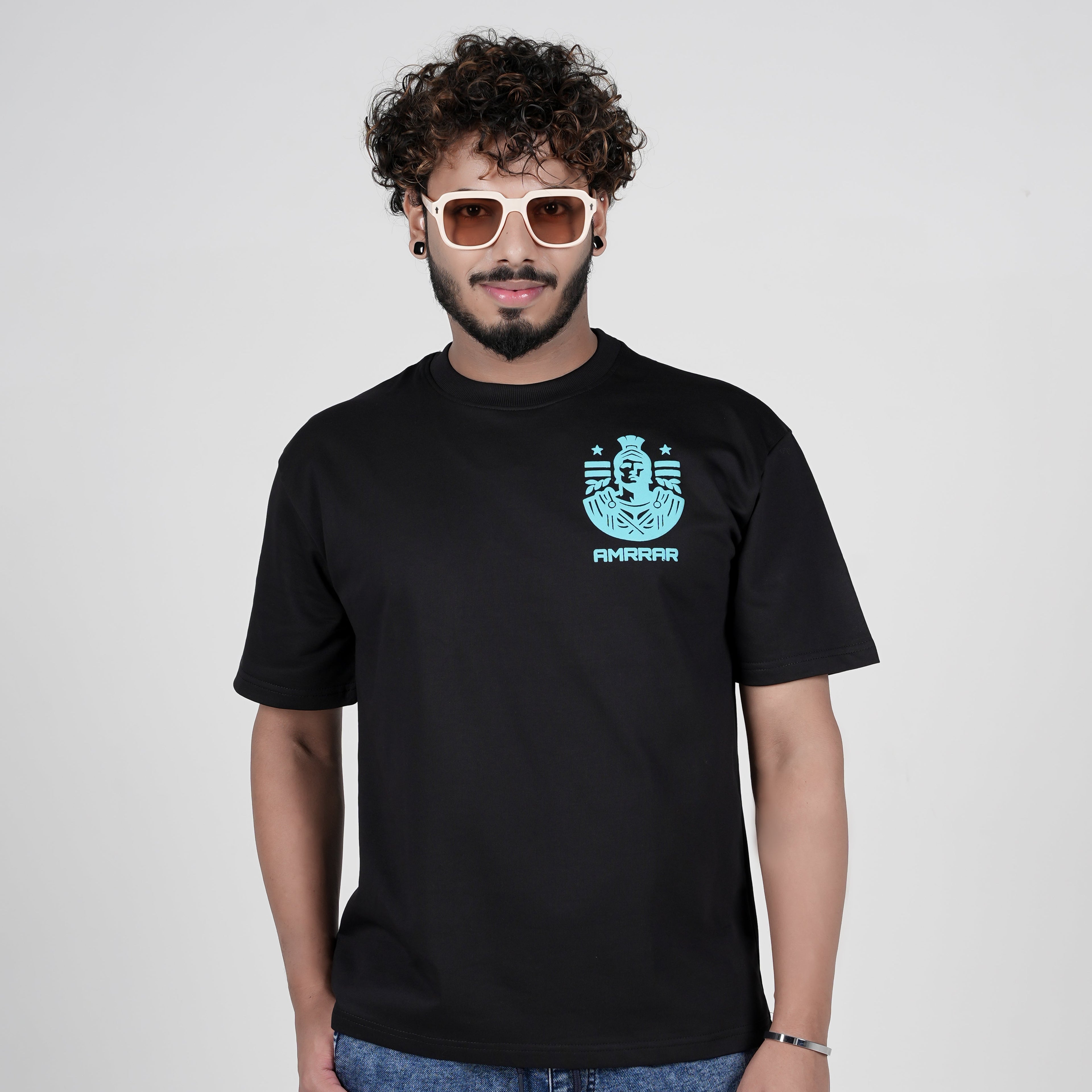 Samurai in Black Puff Print T-Shirt