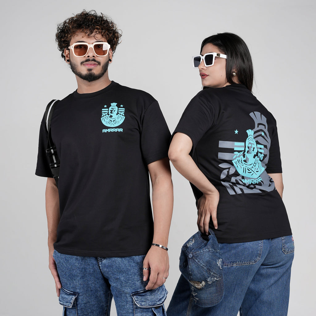 Samurai in Black Puff Print T-Shirt