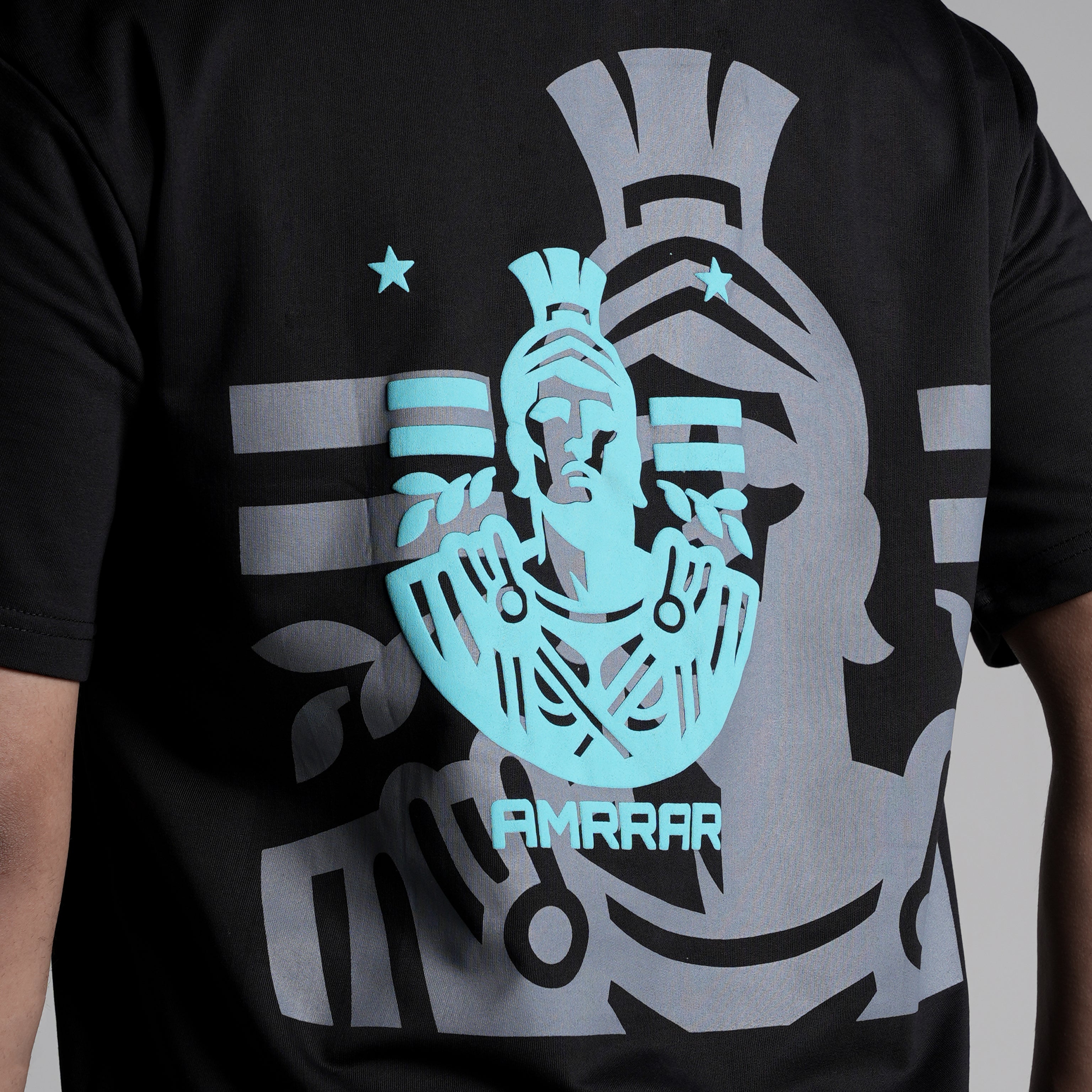 Samurai in Black Puff Print T-Shirt