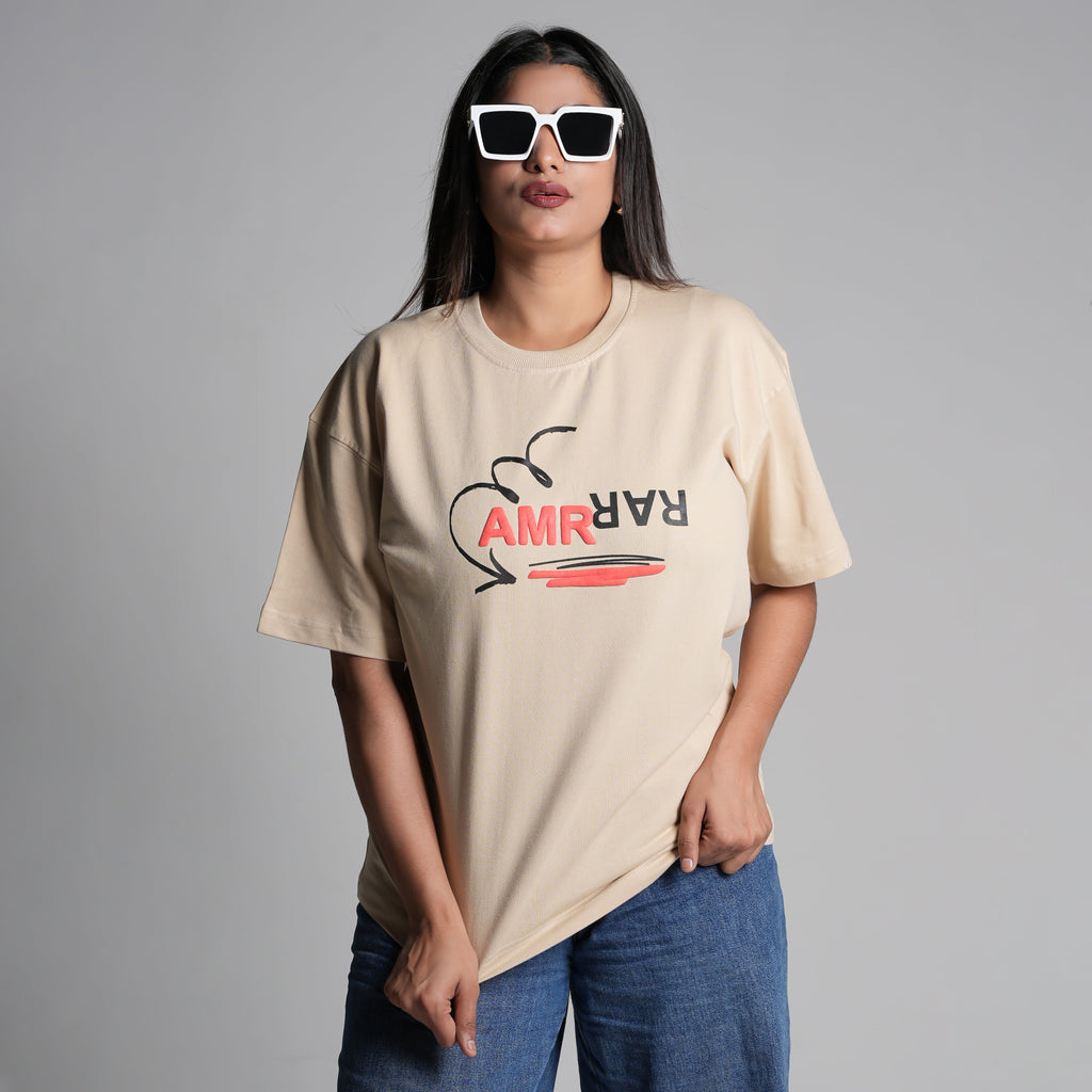 Life is a journey in Beige Puff Print T-Shirt