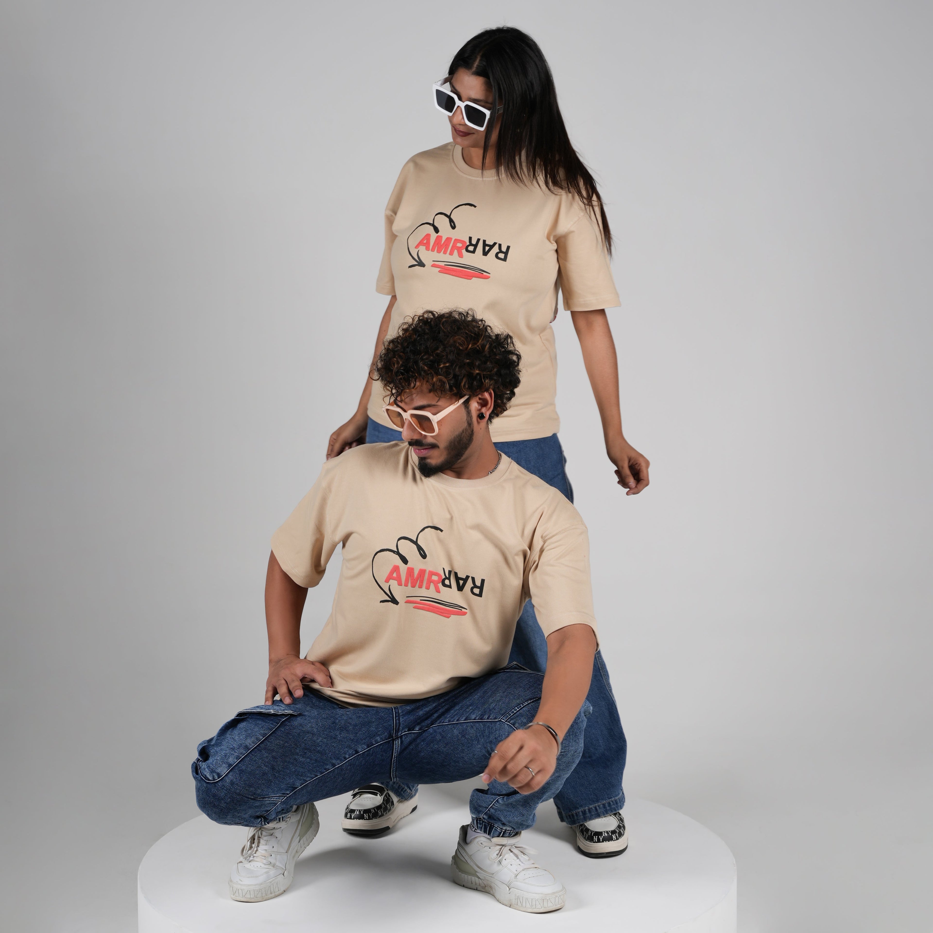 Life is a journey in Beige Puff Print T-Shirt