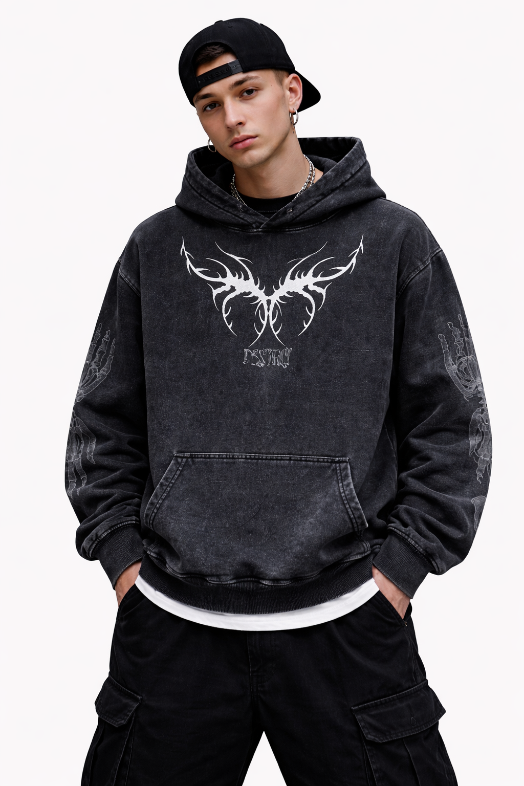 Seek And Destroy Designed Oversized Hoodie