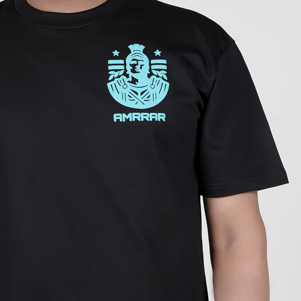 Samurai in Black Puff Print T-Shirt