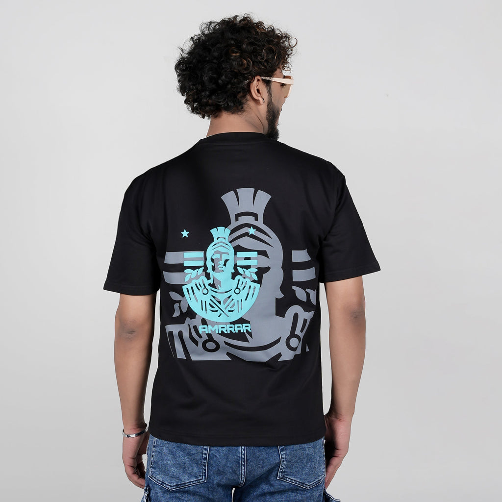 Samurai in Black Puff Print T-Shirt